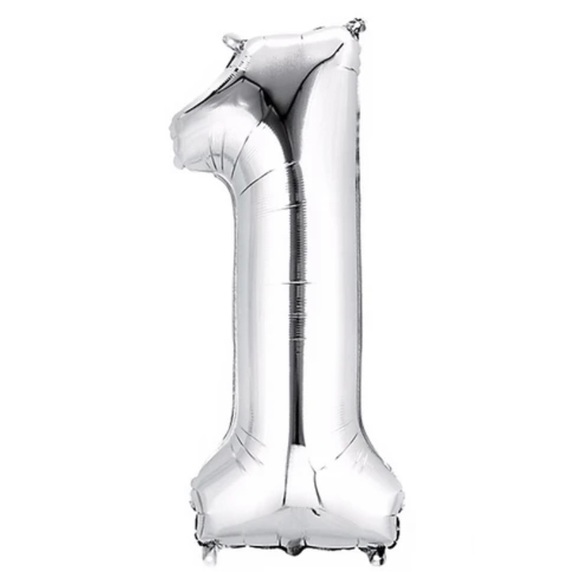 40" Silver Foil Number 1 Helium Balloon - Picture 1 of 1